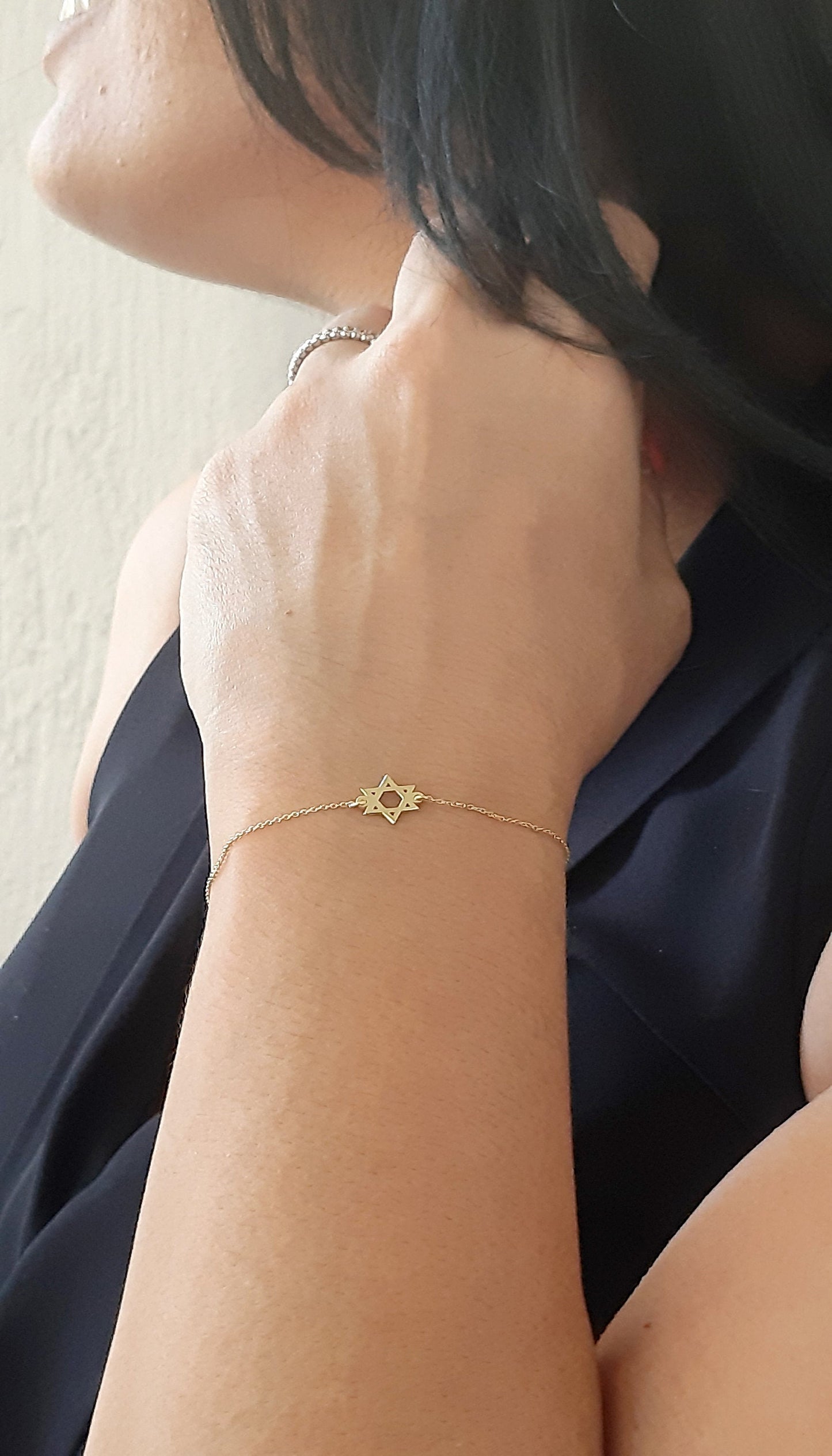 14K Solid Gold David Star Charm Bracelet ,David star jewelry