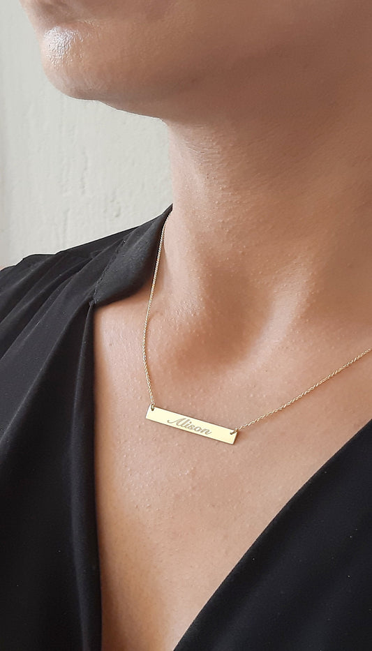 Bar necklace , Personalized Gold Bar Necklace