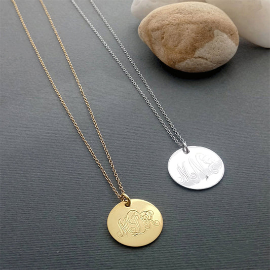 Custom Medallion Necklace , Personalized Disc Necklace