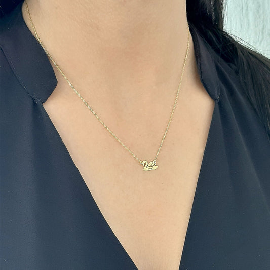 9kt & 14kt solid gold  Swan necklace