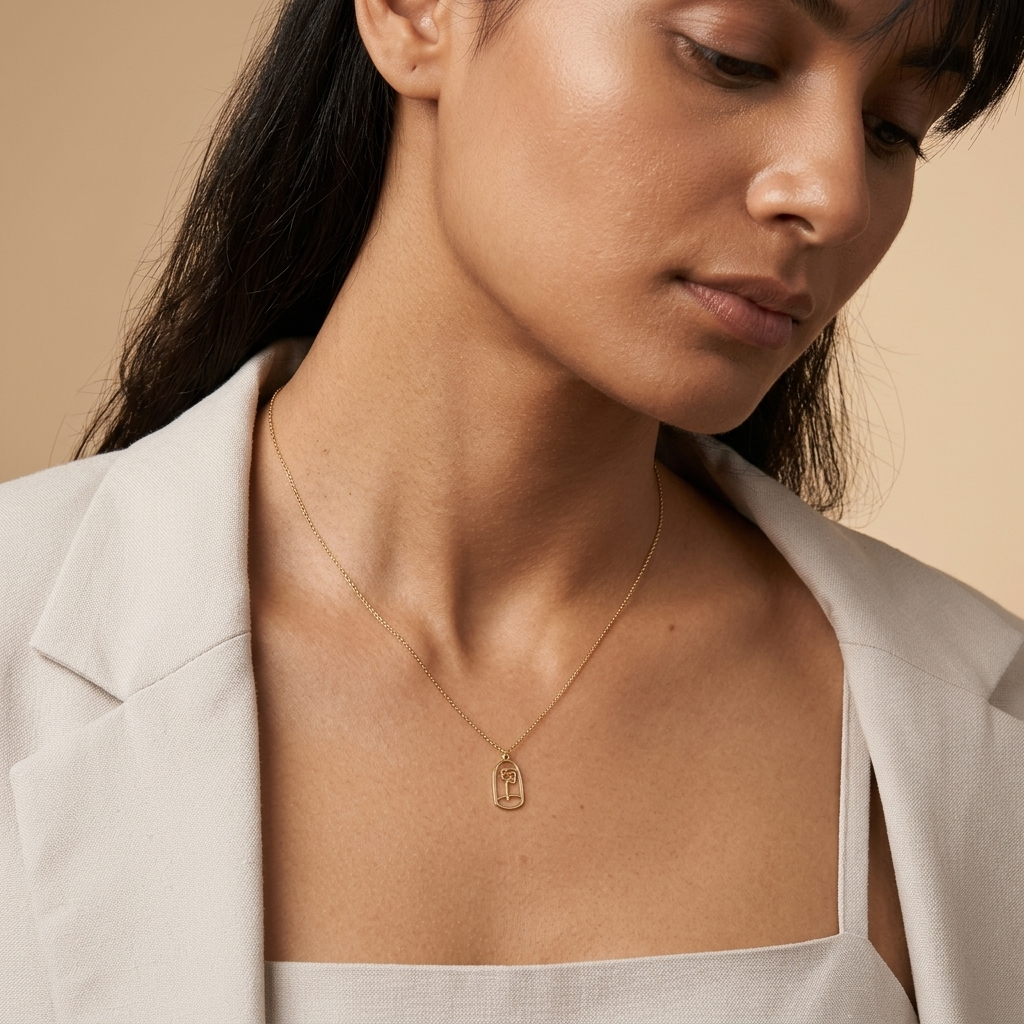 14K yellow gold rose necklace, additional view