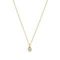 14K Solid Gold 0.10 CT Diamond Bezel Pendant Necklace, main product view