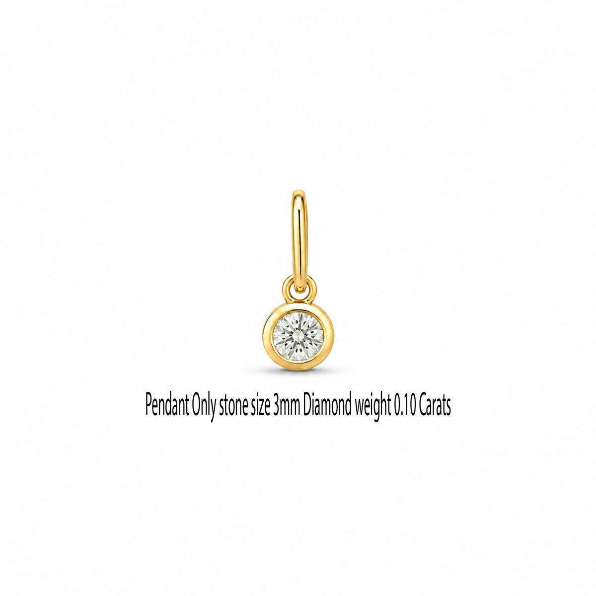 14K Solid Gold 0.10 CT Diamond Bezel Pendant Necklace, gallery view 6 of 10