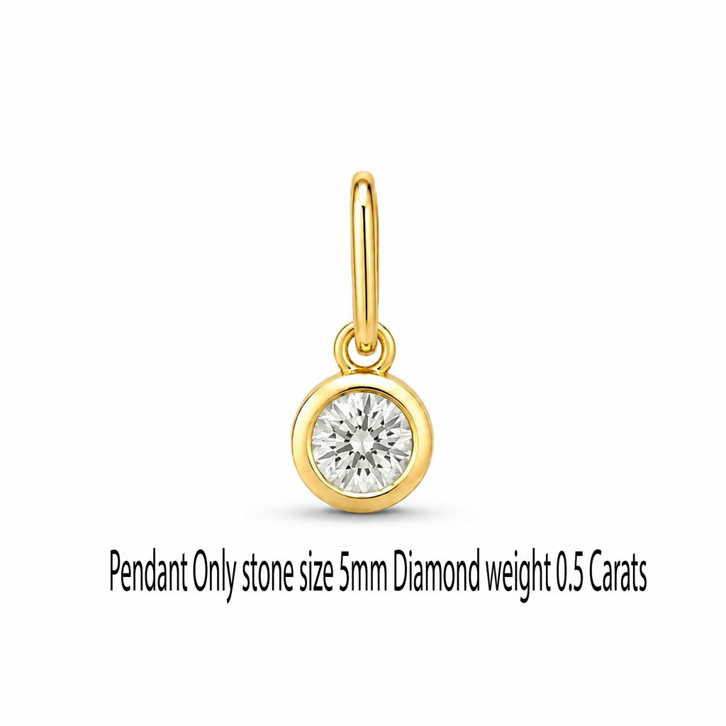 14K Solid Gold 0.50 CT Lab-Grown Diamond Bezel Necklace, gallery view 5 of 10