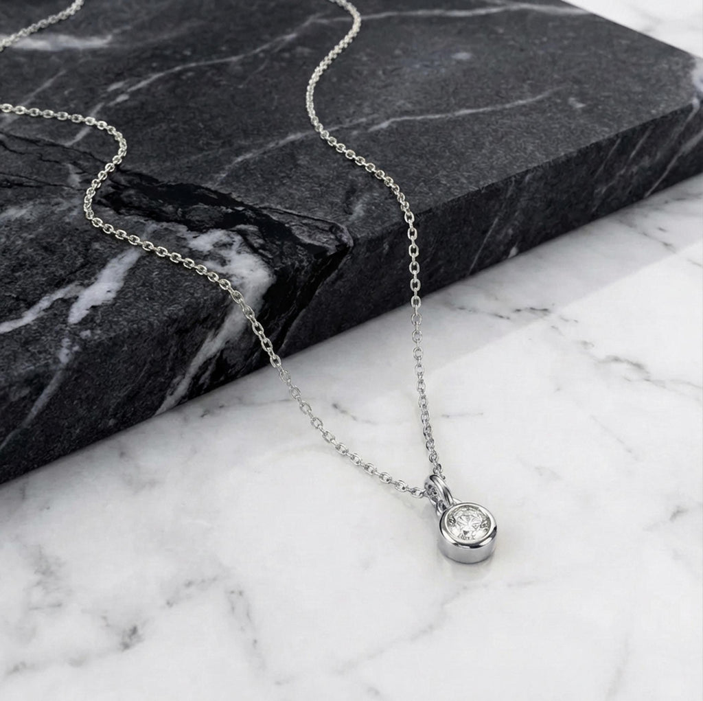 14K Solid Gold 0.50 CT Lab-Grown Diamond Bezel Necklace, gallery view 7 of 10