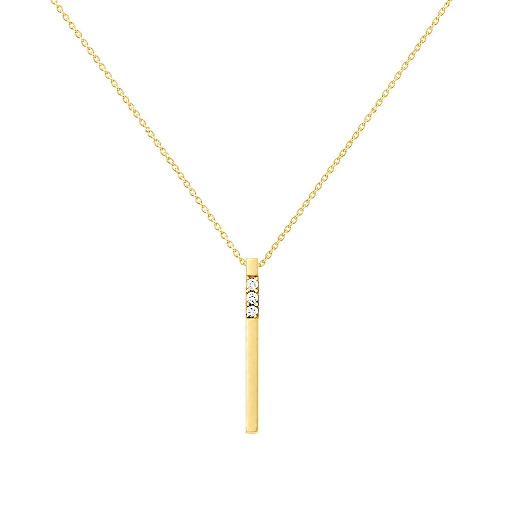 14K Solid Gold 3D Diamond Bar Necklace, main product view
