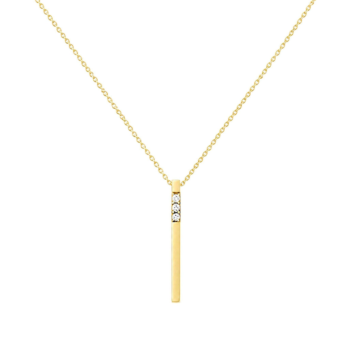 14K Solid Gold 3D Diamond Bar Necklace, main product view