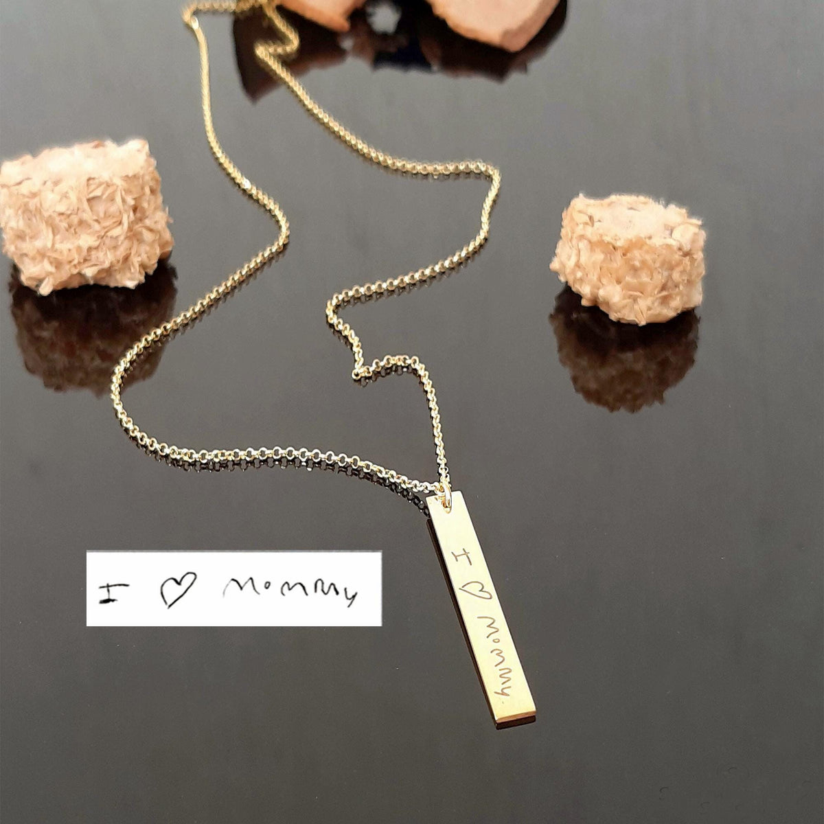 14K Solid Gold Actual Handwriting Necklace – Custom Signature, main product view