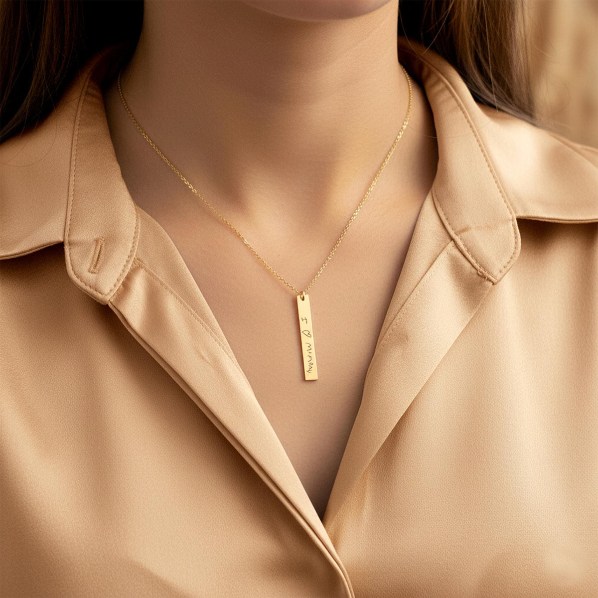 14K Solid Gold Actual Handwriting Necklace – Custom Signature, gallery view 10 of 10
