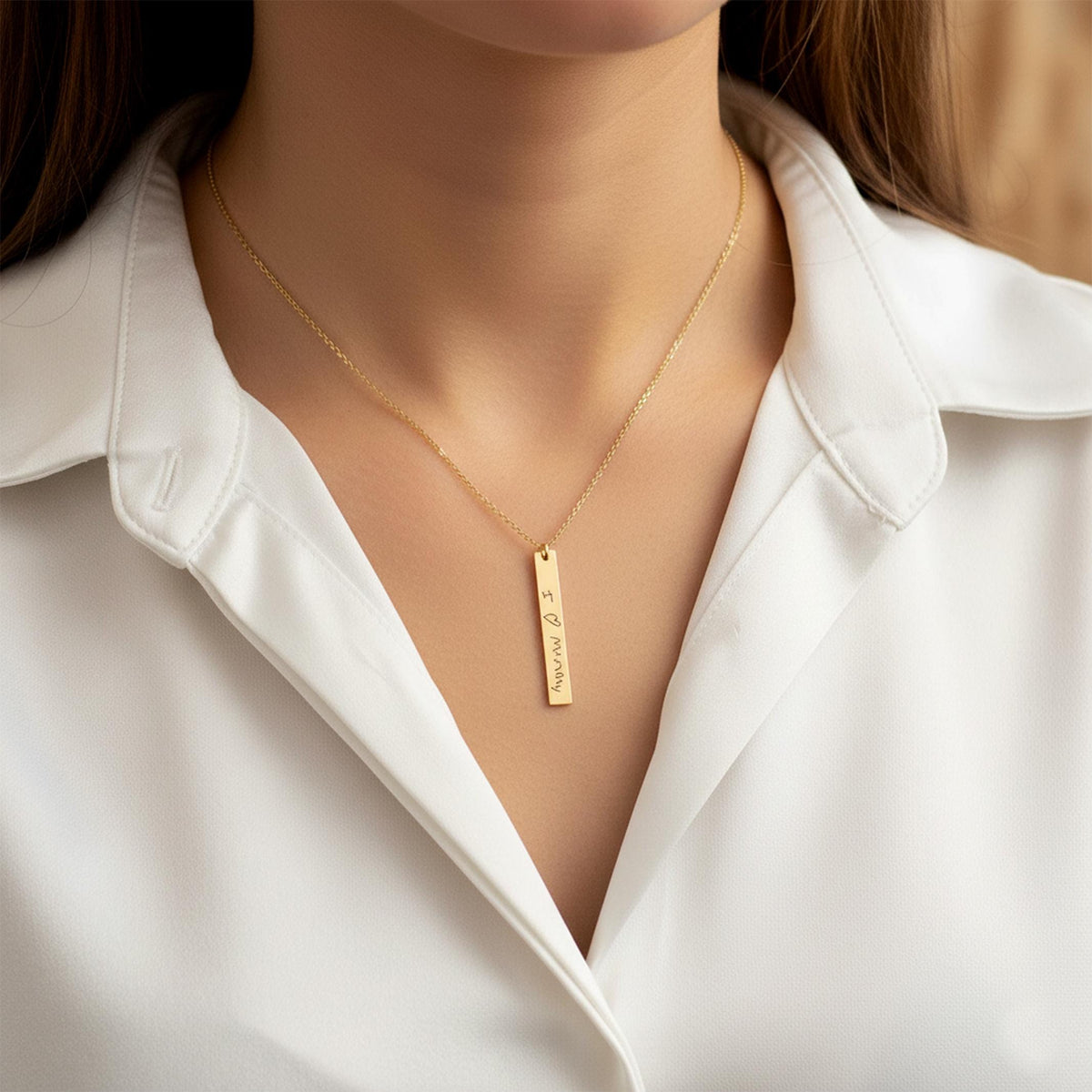 14K Solid Gold Actual Handwriting Necklace – Custom Signature, gallery view 2 of 10