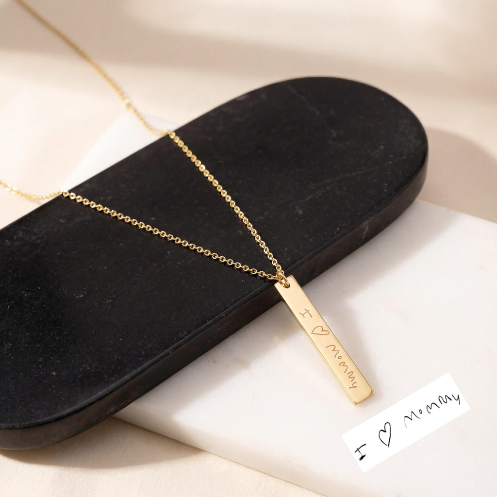 14K Solid Gold Actual Handwriting Necklace – Custom Signature, gallery view 3 of 10