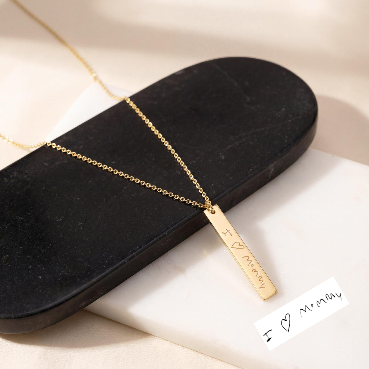 14K Solid Gold Actual Handwriting Necklace – Custom Signature, gallery view 3 of 10