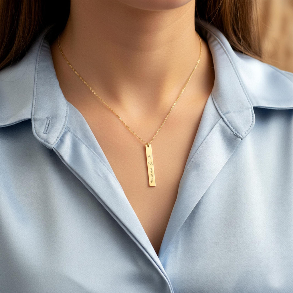 14K Solid Gold Actual Handwriting Necklace – Custom Signature, gallery view 4 of 10