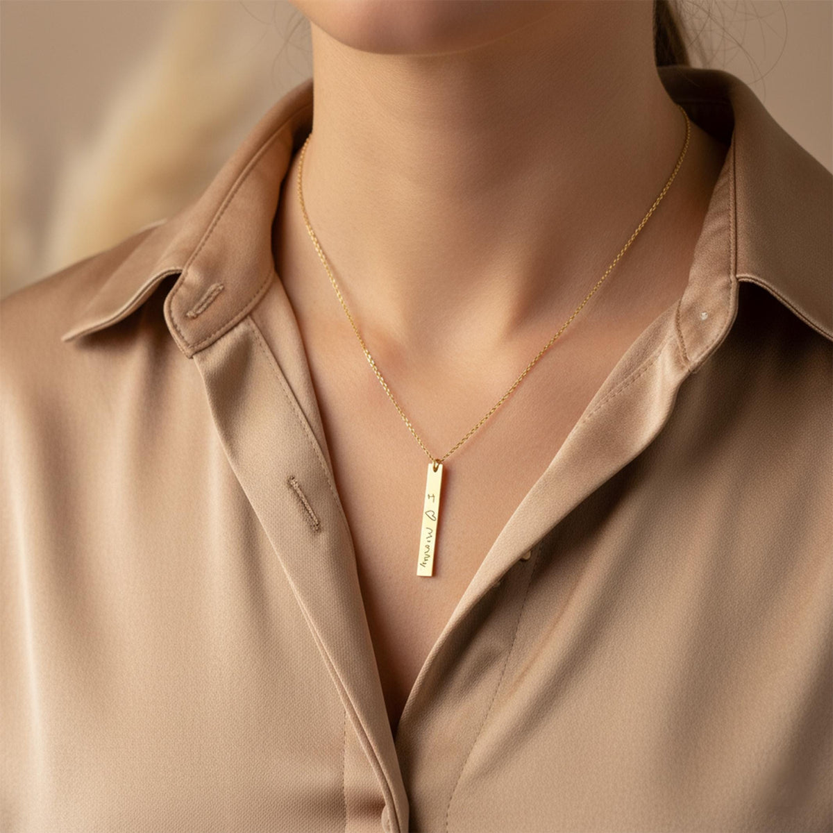 14K Solid Gold Actual Handwriting Necklace – Custom Signature, gallery view 8 of 10