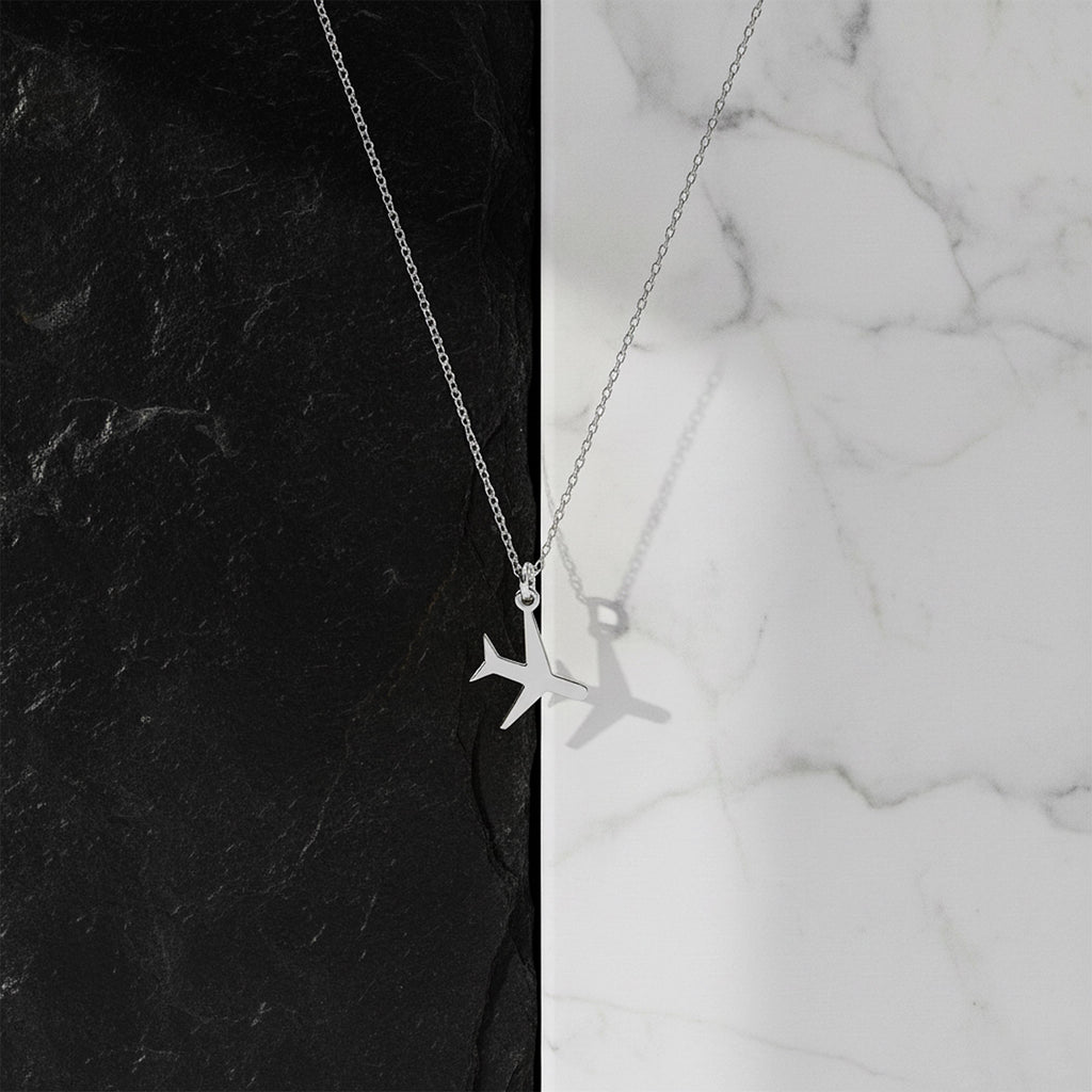 14K Solid Gold Airplane Traveler Necklace, gallery view 5 of 7