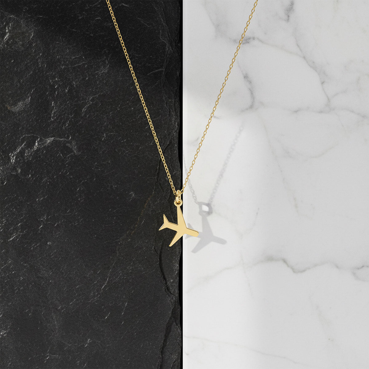 14K Solid Gold Airplane Traveler Necklace, gallery view 7 of 7