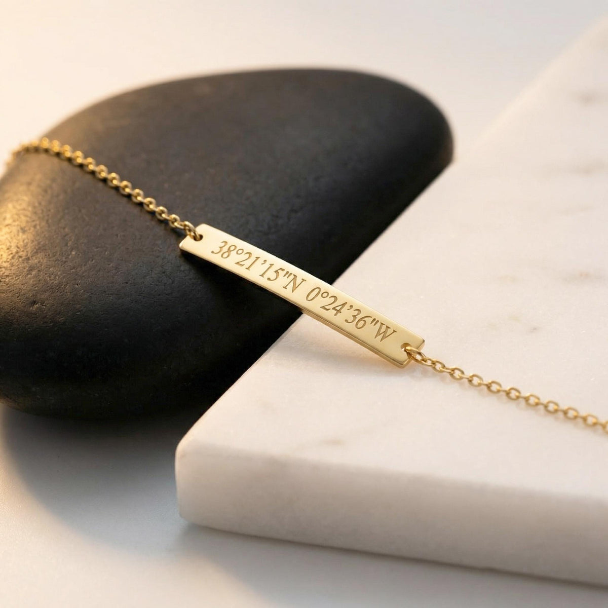 14K Solid Gold Bar Bracelet – Personalized Engraved Bracelet, gallery view 10 of 10