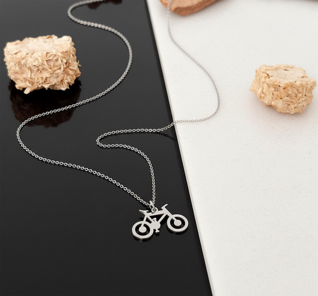 14K Solid Gold Bicycle Necklace – Bike Pendant – Dainty Chain, gallery view 5 of 6