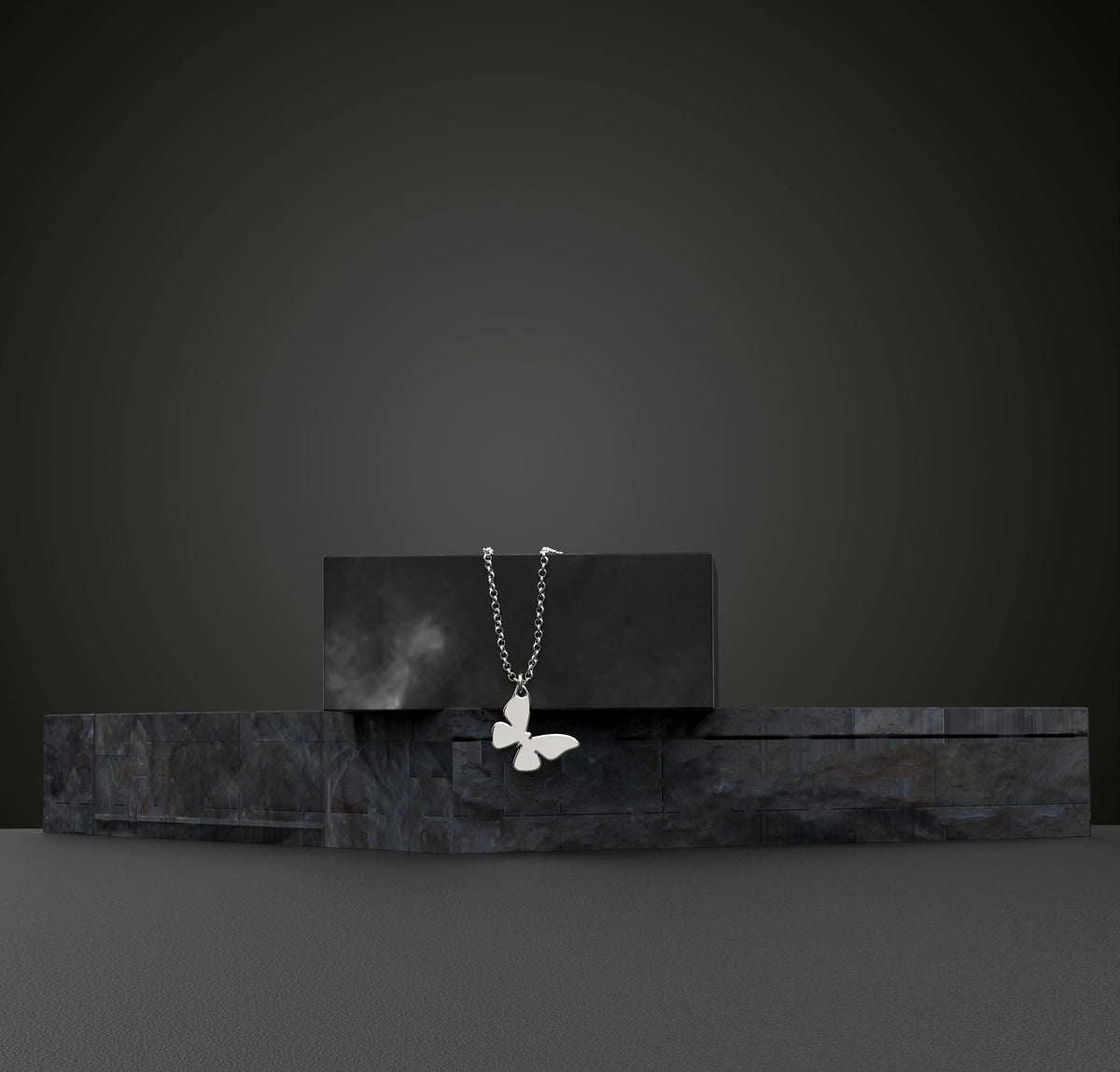 14K Solid Gold Butterfly Necklace, gallery view 4 of 6