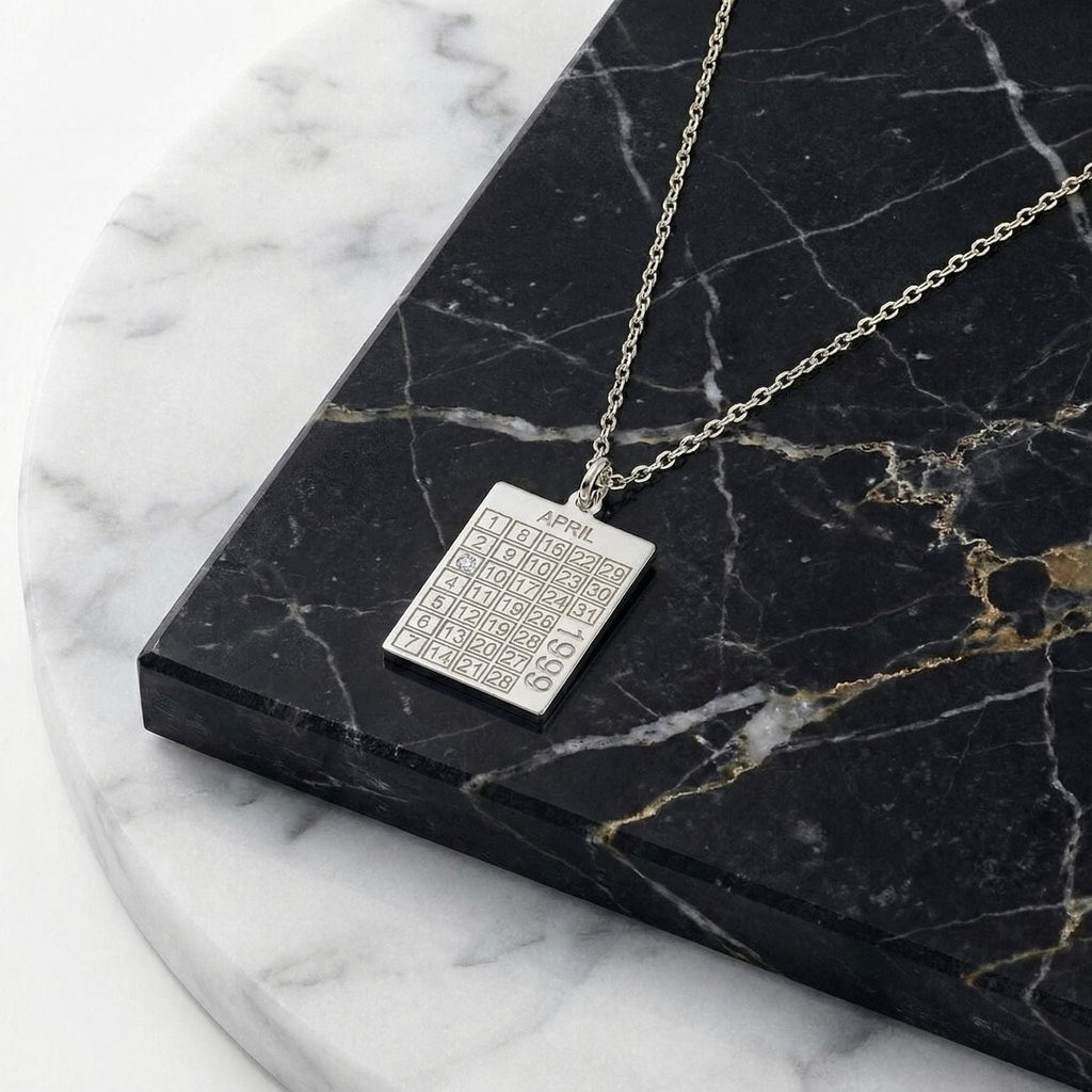 14K Solid Gold Calendar Pendant – Personalized Date Necklace, gallery view 10 of 10