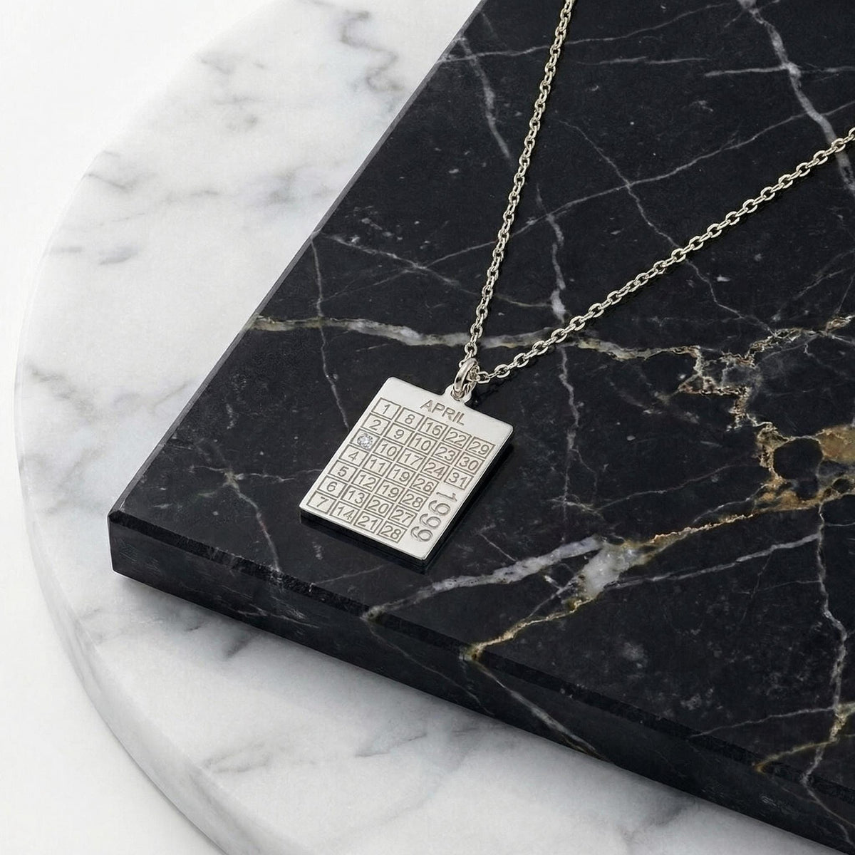 14K Solid Gold Calendar Pendant – Personalized Date Necklace, gallery view 10 of 10