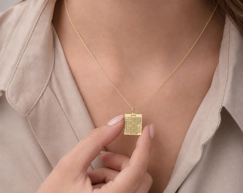 14K Solid Gold Calendar Pendant – Personalized Date Necklace, gallery view 2 of 10