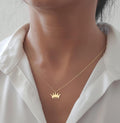 14K Solid Gold Crown Pendant Necklace, main product view