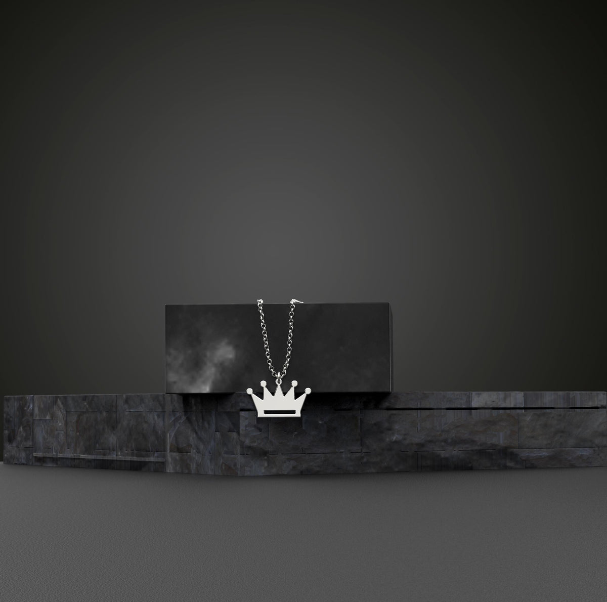 14K Solid Gold Crown Pendant Necklace, gallery view 4 of 6