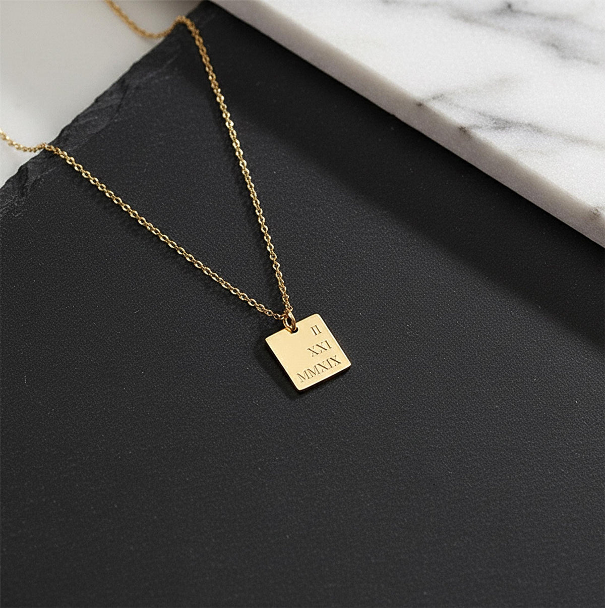 14K Solid Gold Custom Initial Letter Necklace – Personalized Name ID Tag, gallery view 2 of 10
