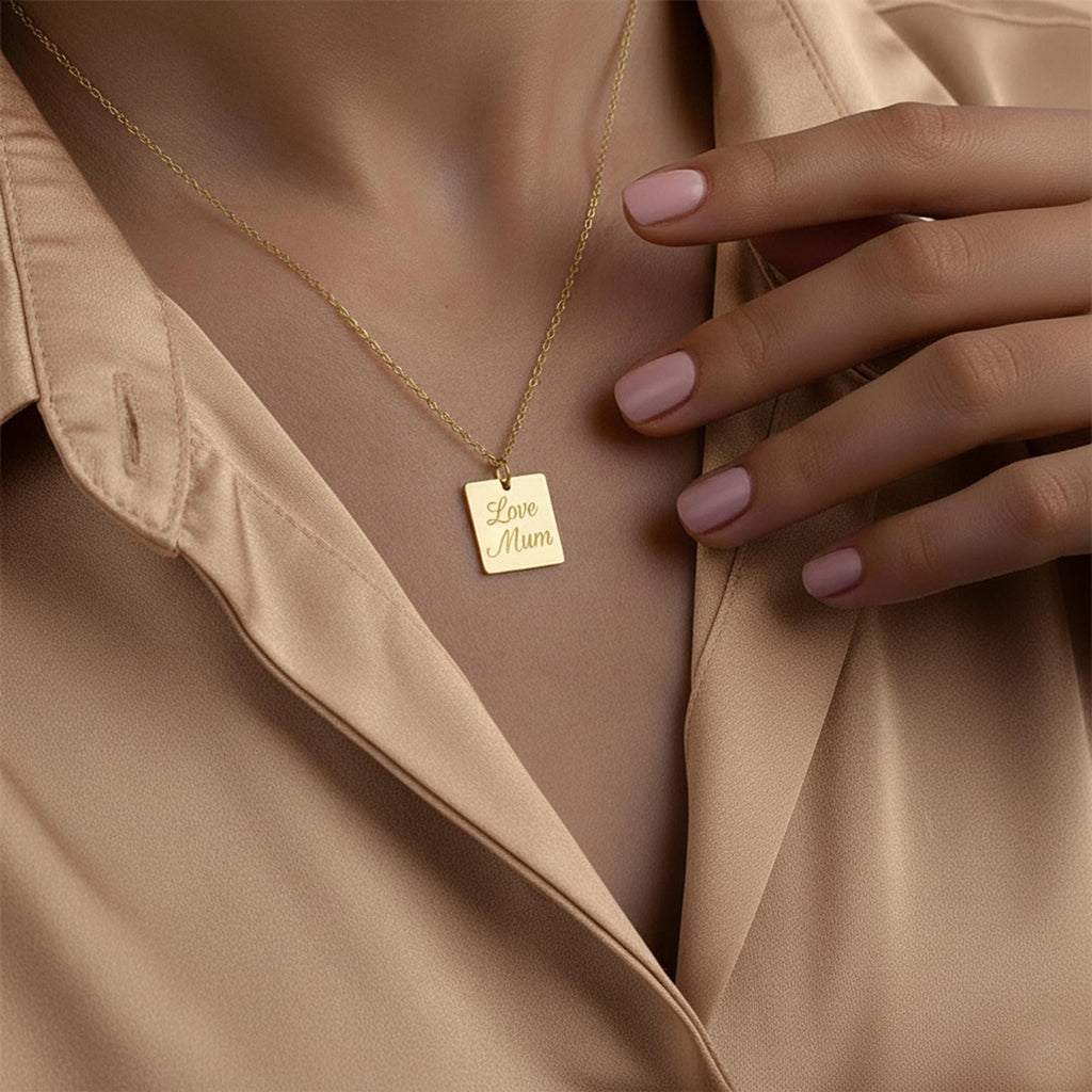 14K Solid Gold Custom Initial Letter Necklace – Personalized Name ID Tag, gallery view 3 of 10