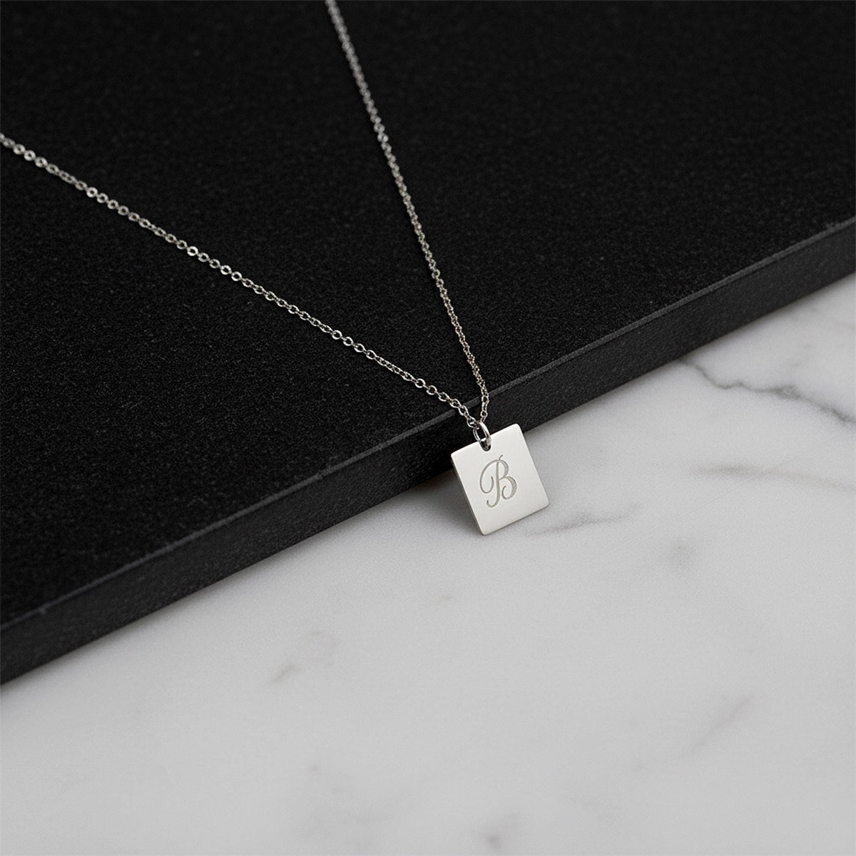 14K Solid Gold Custom Initial Letter Necklace – Personalized Name ID Tag, gallery view 7 of 10