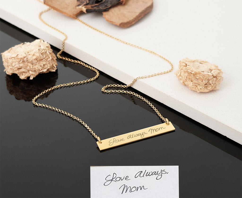 14K Solid Gold Custom Signature Necklace, gallery view 3 of 10