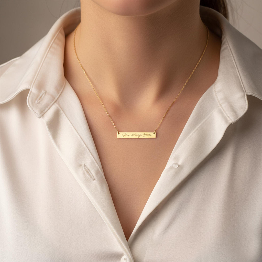 14K Solid Gold Custom Signature Necklace, gallery view 4 of 10