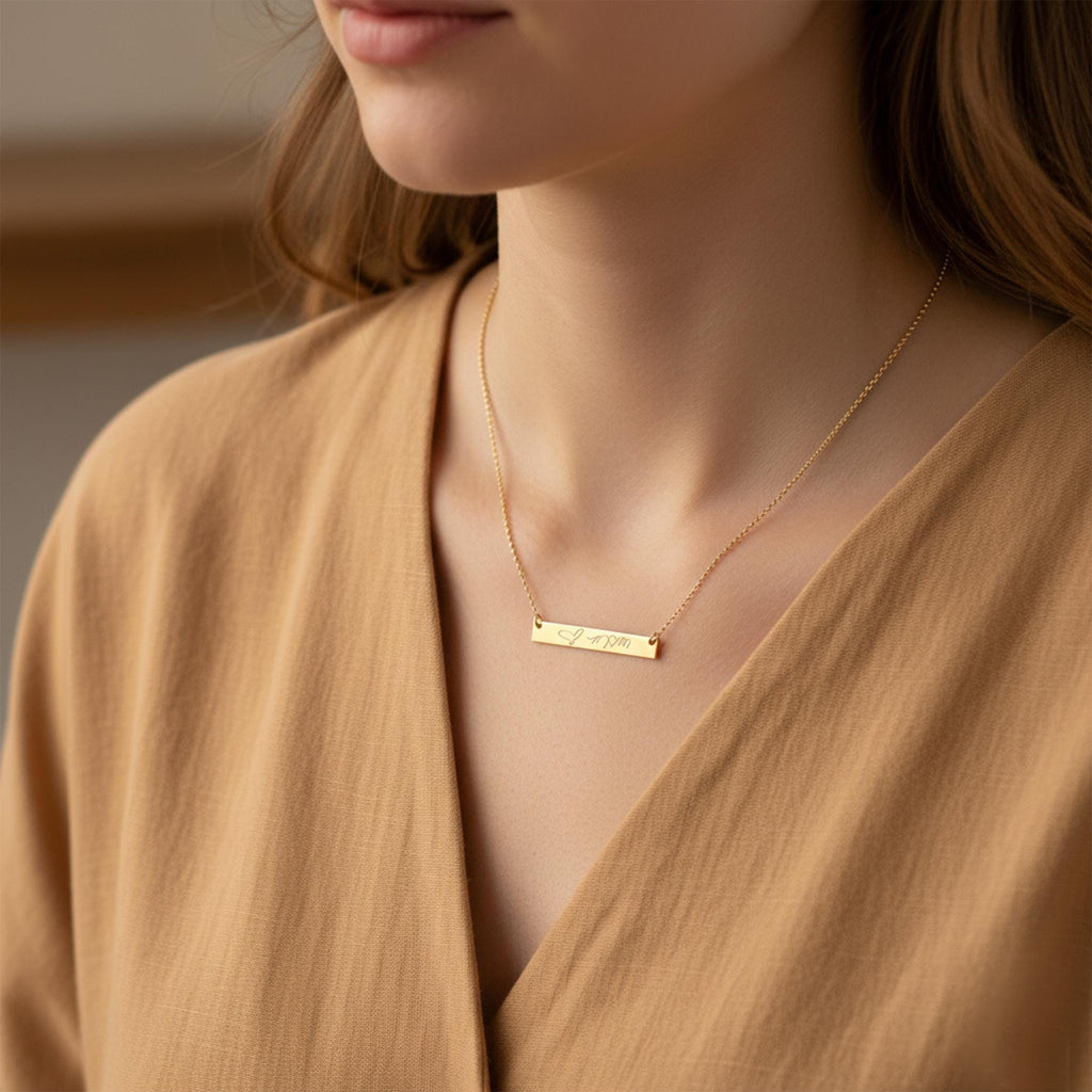 14K Solid Gold Custom Signature Necklace, gallery view 7 of 10