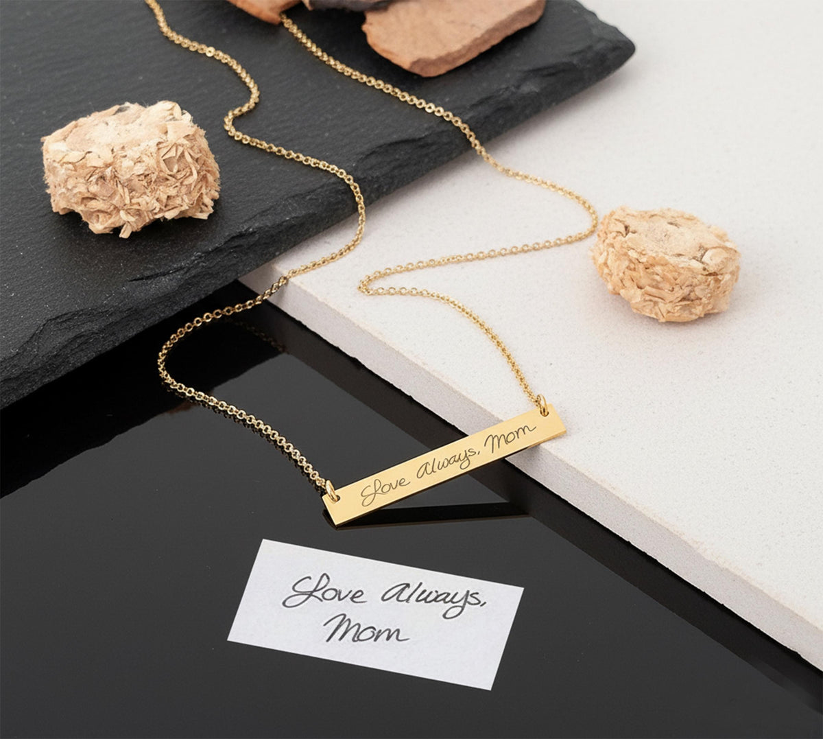14K Solid Gold Custom Signature Necklace, gallery view 8 of 10