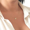 14K Solid Gold Dainty Swan Pendant Charm Necklace, main product view