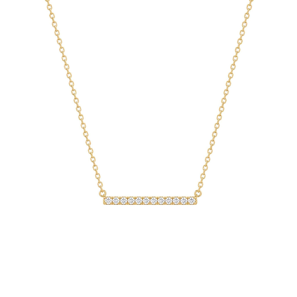 14K Solid Gold Diamond Bar Necklace, main product view