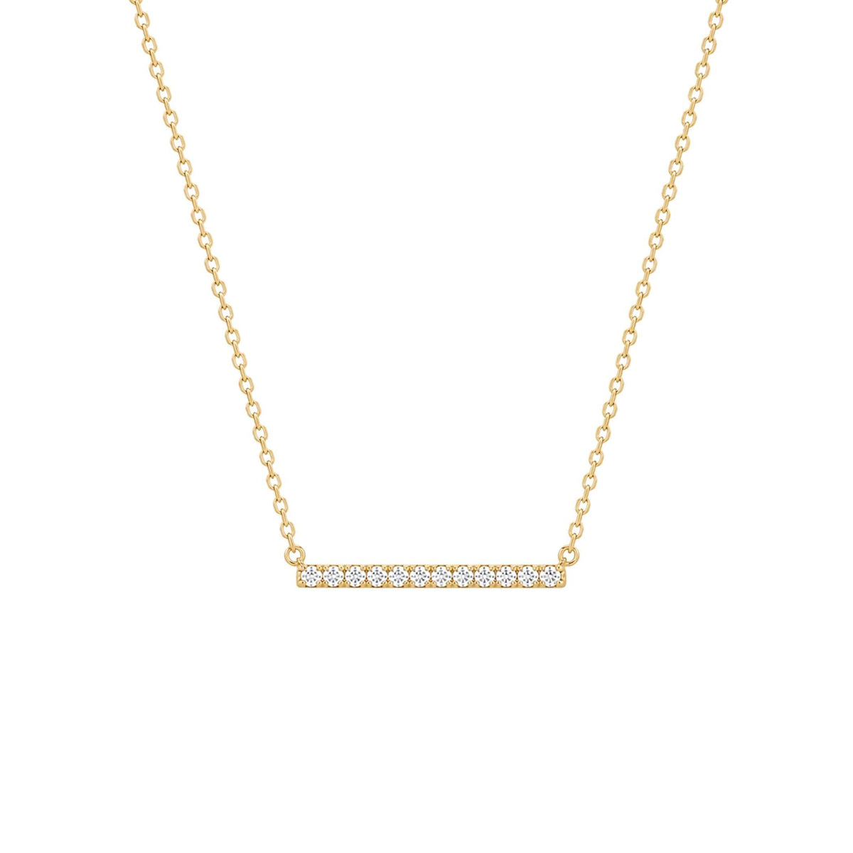 14K Solid Gold Diamond Bar Necklace, main product view