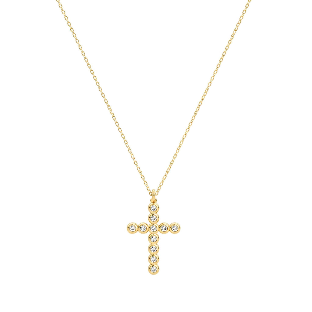 14K Solid Gold Diamond Cross Necklace – 0.33 Ctw Round Brilliant Pendant, main product view