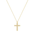 14K Solid Gold Diamond Cross Necklace – 0.33 Ctw Round Brilliant Pendant, main product view