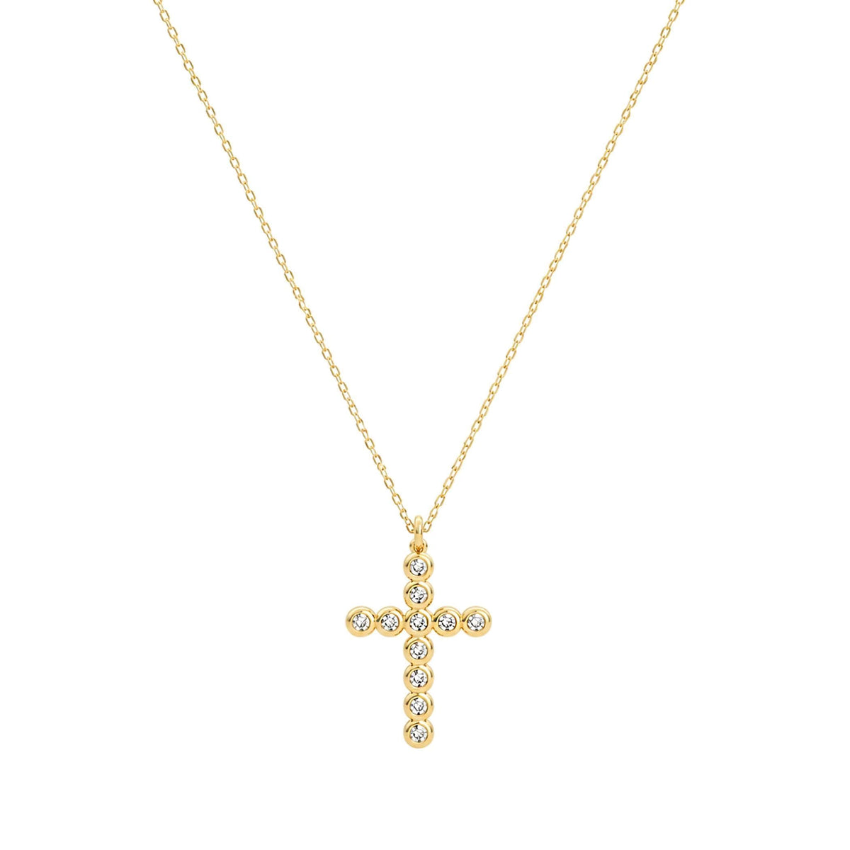 14K Solid Gold Diamond Cross Necklace – 0.33 Ctw Round Brilliant Pendant, main product view