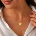 14K Solid Gold Diamond Handwriting Disc Necklace, gallery view 2 of 10
