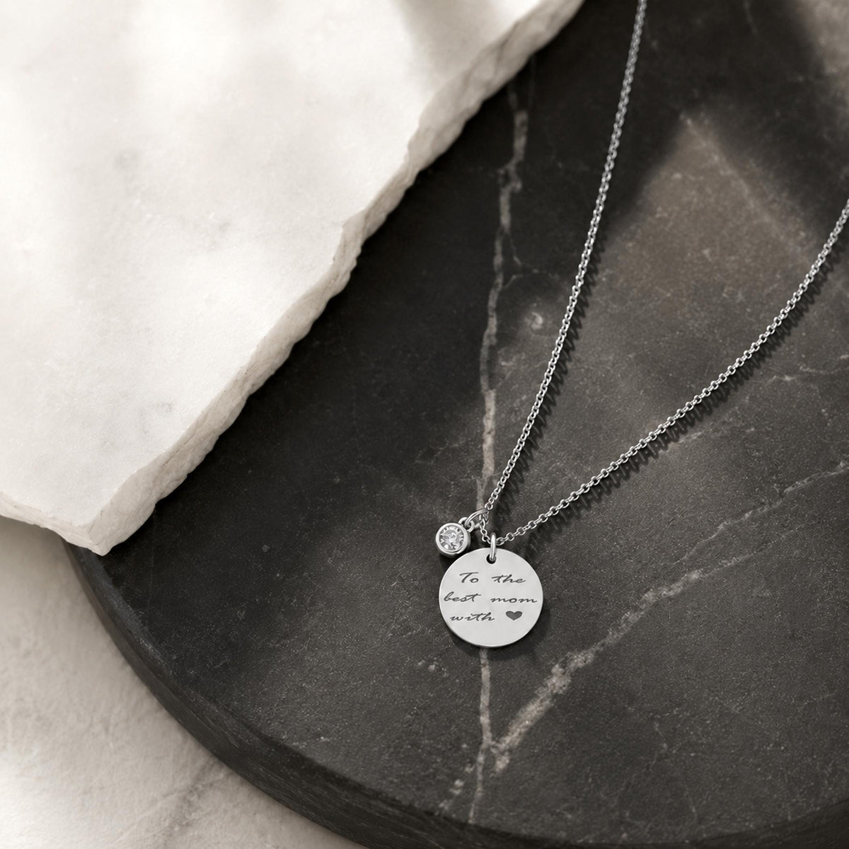 14K Solid Gold Diamond Handwriting Disc Necklace, gallery view 9 of 10