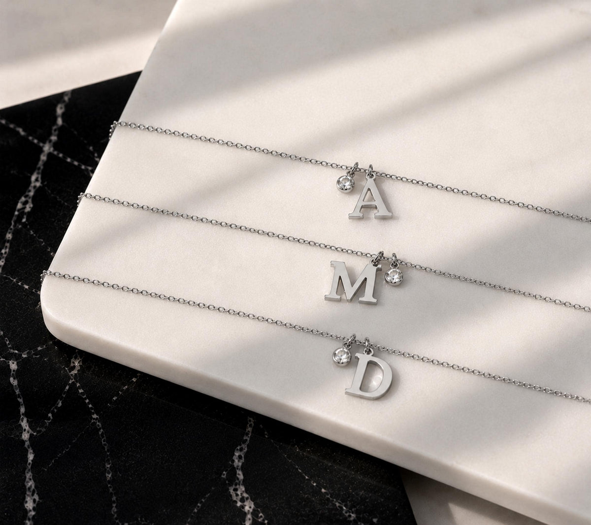 14K Solid Gold Diamond Initial Necklace, gallery view 9 of 10