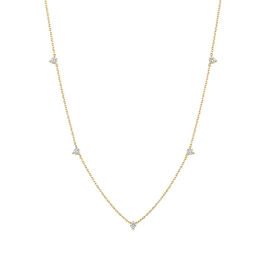 14K Solid Gold Diamond Station Necklace, main product view