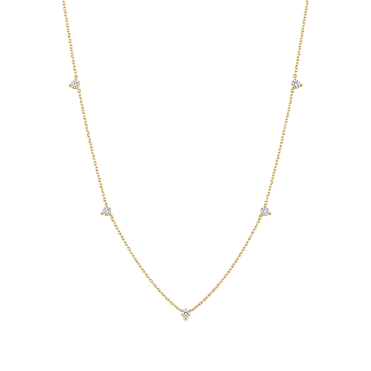 14K Solid Gold Diamond Station Necklace, main product view