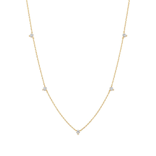 14K Solid Gold Diamond Station Necklace, main product view