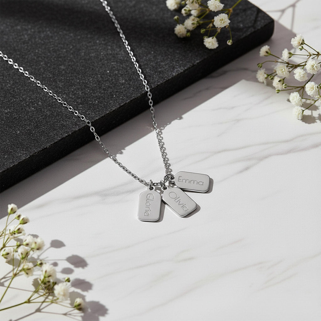 14K Solid Gold Engraved ID Tag Necklace, gallery view 10 of 10