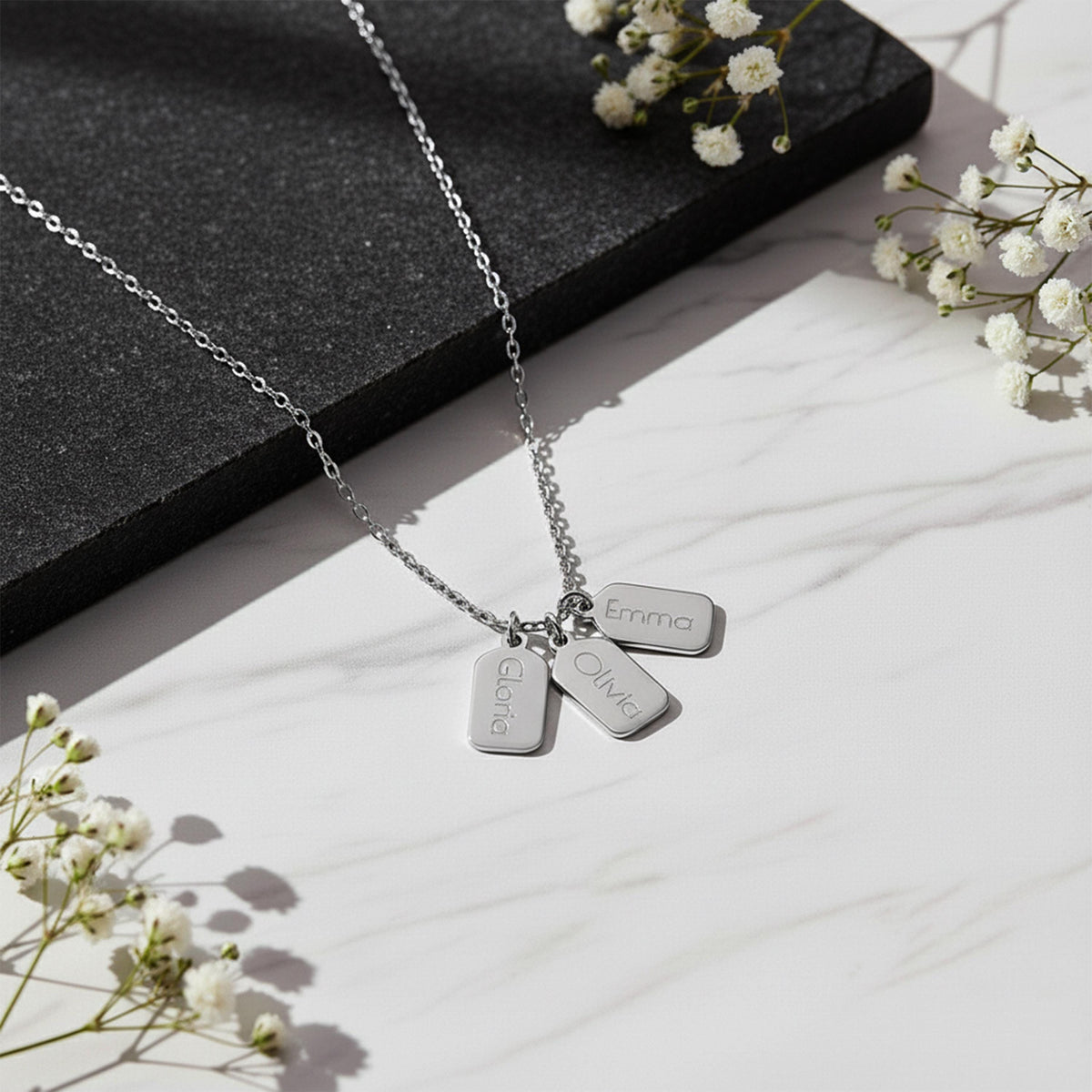14K Solid Gold Engraved ID Tag Necklace, gallery view 10 of 10