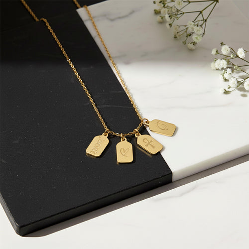 14K Solid Gold Engraved ID Tag Necklace, gallery view 2 of 10